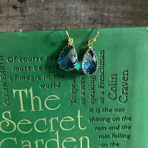 Gorgeous blue green ans gold teardrop earrings
